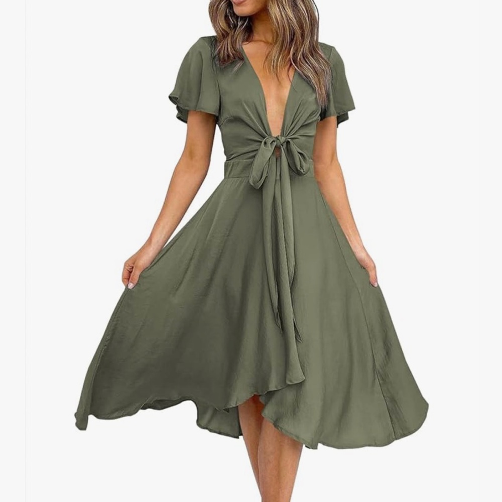 Elegant Olive Green Women's Dress